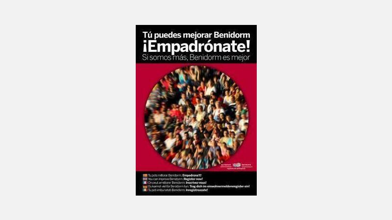 Benidorm inicia una campaña para llegar a los 70.000 empadronados antes de final de año