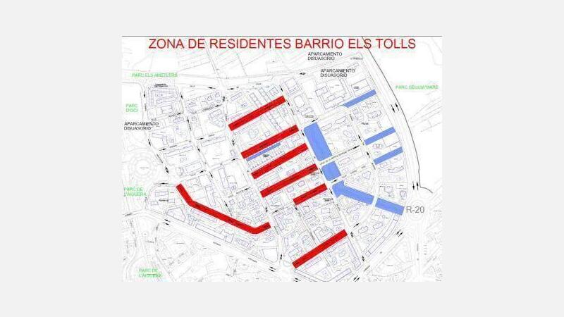 Movilidad crea en Els Tolls cerca de 250 plazas de aparcamiento para residentes