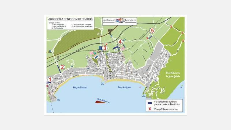 Benidorm cierra de nuevo los accesos secundarios coincidiendo con el Puente de Mayo