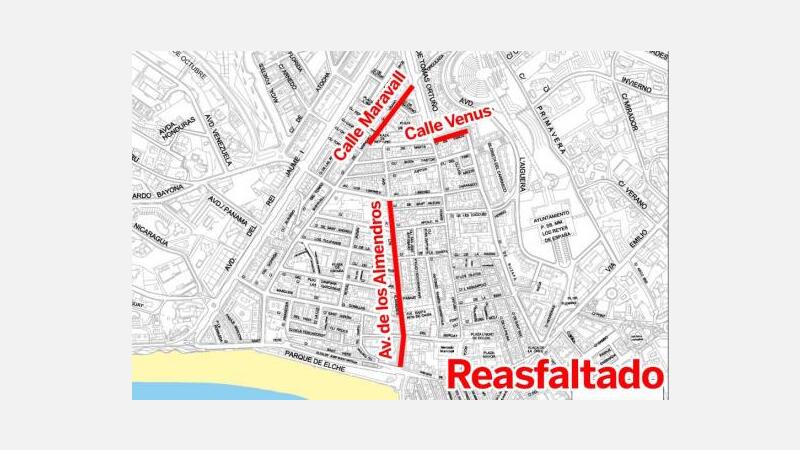 El Plan de Asfaltado avanza por las calles Maravall, Venus y la Avenida de los Almendros