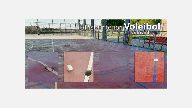 Deportes renueva las pistas de fútbol sala y voleibol del ‘Guillermo Amor’