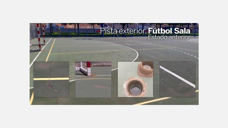 Deportes renueva las pistas de fútbol sala y voleibol del ‘Guillermo Amor’