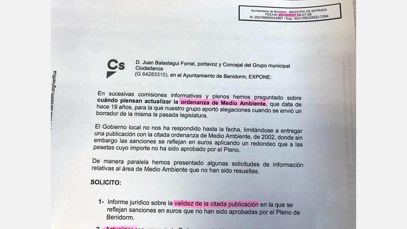 Ciudadanos califica de “panfleto ilegal” la publicación que el PP usa como Ordenanza de Medio Ambiente para imponer sanciones