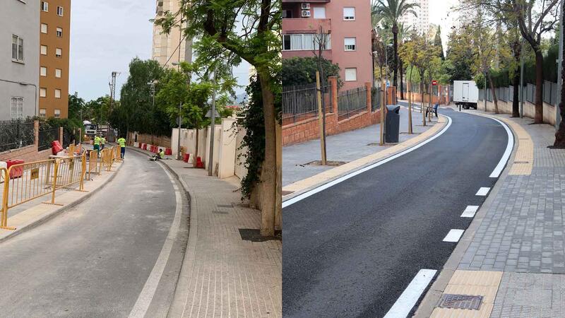 Benidorm finaliza las obras de la calle Denia mientras ejecuta otras actuaciones de mejora en varías vías de La Cala 