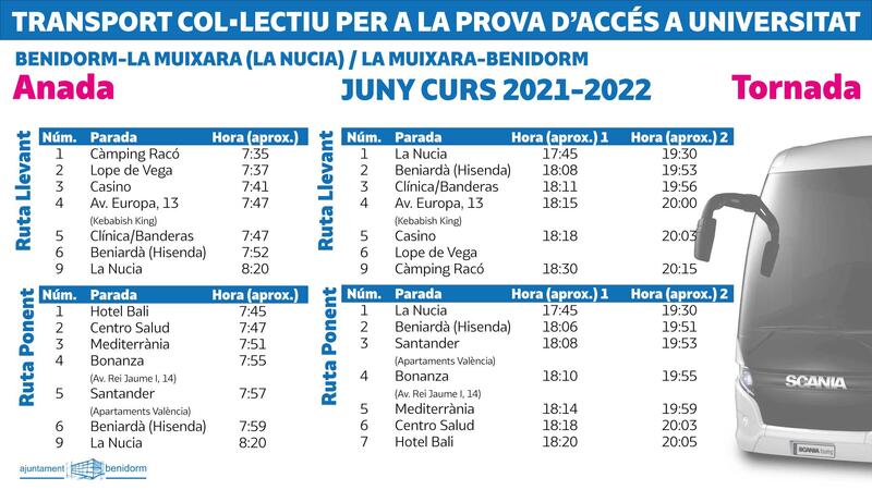 Horarios transporte.