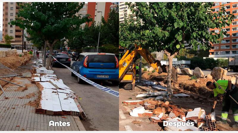 Servicios municipales y concesionarias ultiman la reparación de los daños causados por el fuerte temporal de la madrugada del domingo