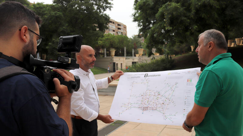 Mobility measures on a map the time it takes to walk from one area of Benidorm to another to promote pedestrian travel