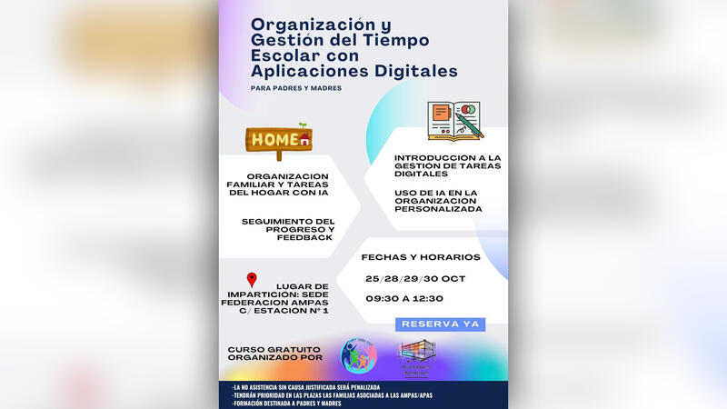 Educación y la Federación de AMPAS organizan dos formaciones gratuitas para familias de Benidorm  
