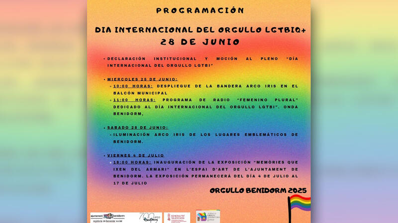 Benidorm City Council joins the commemoration of LGBTQ+ Pride once again this year