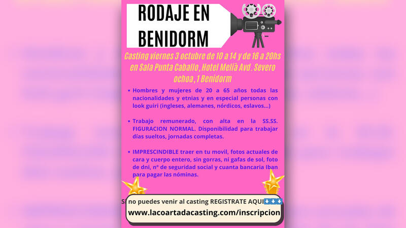 Una sèrie de televisió britànica cerca figurants per al seu rodatge a Benidorm