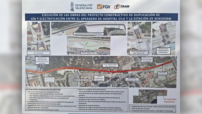 La tranviarización y duplicación de la vía del TRAM incorporará tres nuevos cruces semafóricos y un paso de vehículos de emergencia