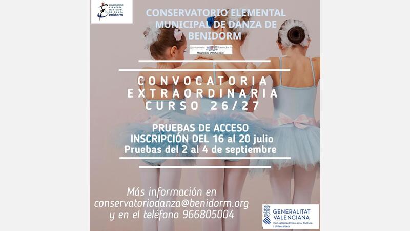 PLAZO EXTRAORDINARIO INSCRIPCIONES CURSO 2026/27 DEL 16 AL 20 DE JULIO 2026