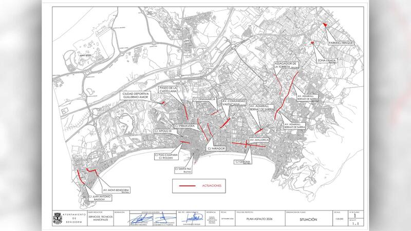 La primera fase de la ‘Operación Asfalto 2026’ se extenderá a una docena de calles y avenidas y otros enclaves puntuales de Benidorm