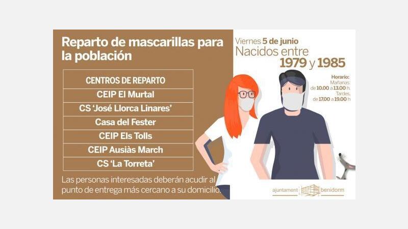 Benidorm inicia una nueva fase de entrega de mascarillas, para la población nacida entre 1979 y 1993