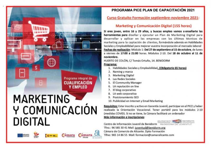 cartel anunciador Curso de Marketing y Comercio Digital