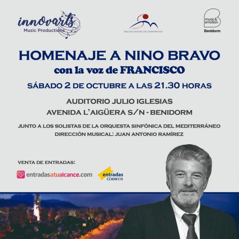 Nino Bravo en la voz de Francisco, la propuesta de la Orquesta Sinfónica del Mediterráneo para el 2 de octubre