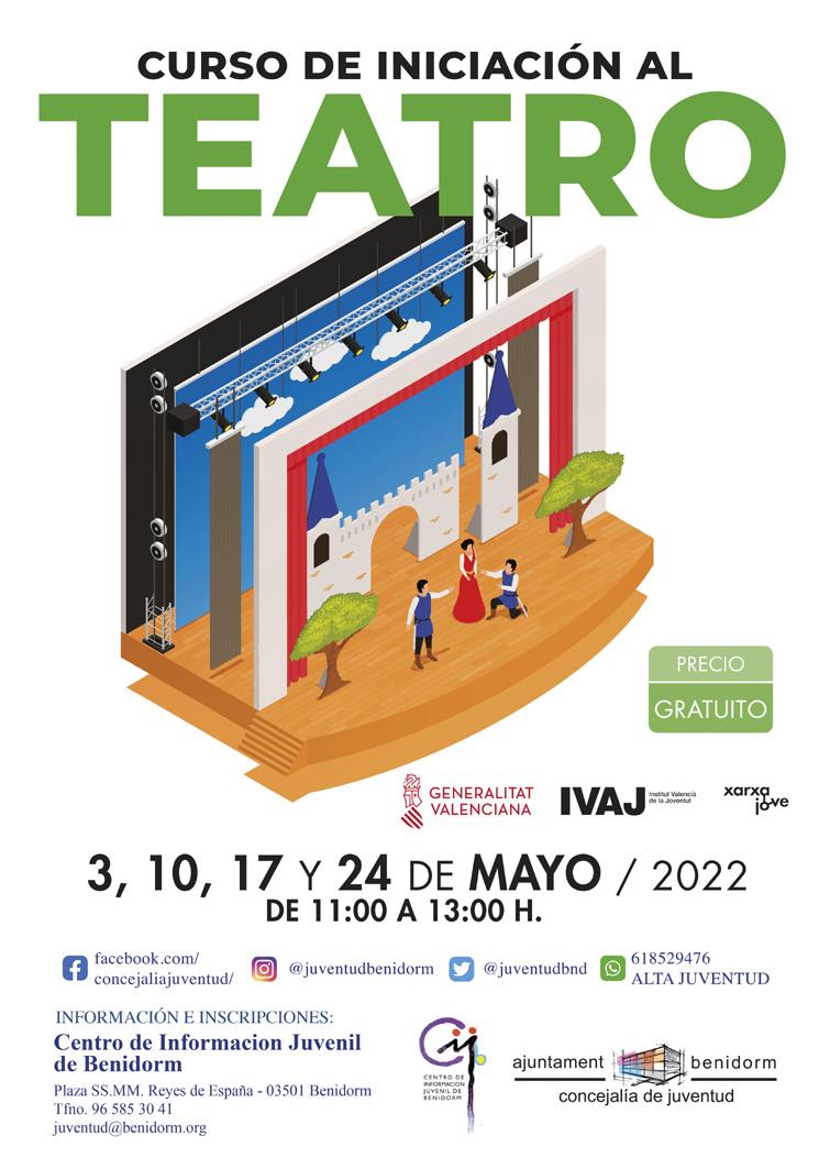 Cartel anunciador Curso de iniciación al Teatro.