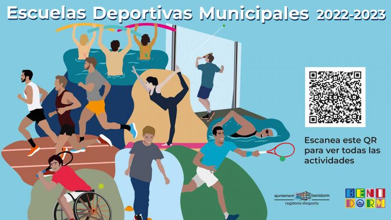 Benidorm oferta cursos de iniciación deportiva a través de las 7 escuelas deportivas municipales, 2 no municipales y 9 clubes deportivos locales. Escuelas Deportivas.