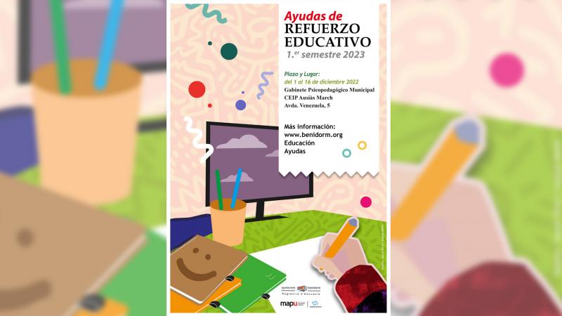 Benidorm reedita las ayudas de refuerzo educativo que llegarán a 326 alumnos de Primaria y ESO. Ayudas refuerzo educativo.