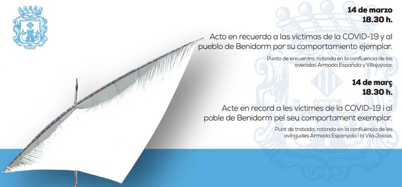 Benidorm rinde homenaje a las víctimas de la Covid-19 este martes, 14 de marzo. Homanaje víctimas covid