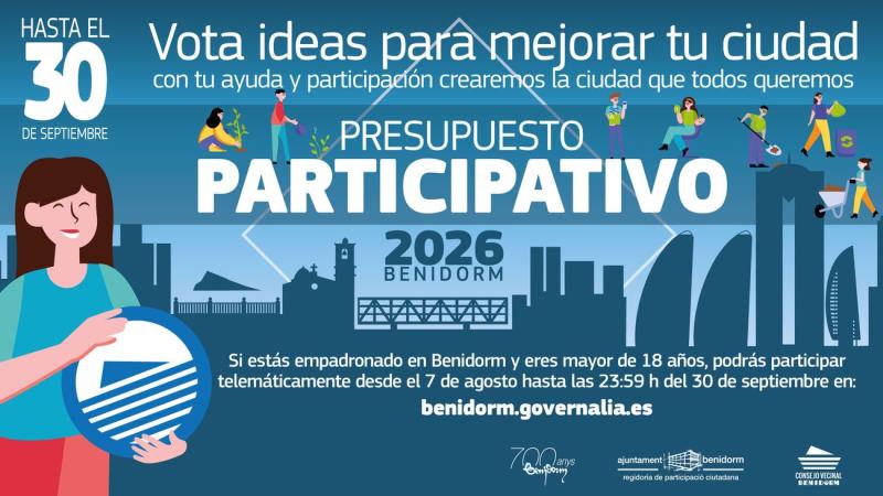 Benidorm abre hoy el plazo para votar las propuestas presentadas al Presupuesto Participativo de 2026