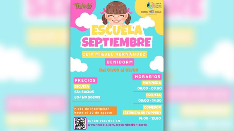 Benidorm programa por segundo año la ‘Escuela de Septiembre’ para favorecer la conciliación hasta el inicio del curso