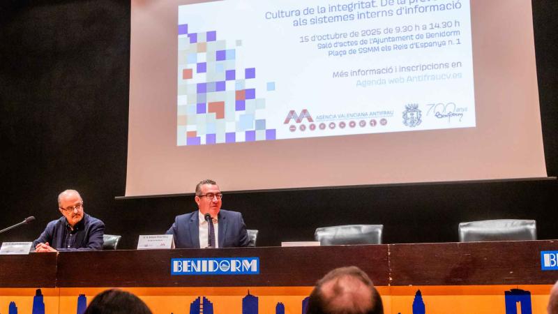Benidorm acoge la jornada ‘Cultura de la integridad’ organizada por la Agencia Valenciana Antifraude (AVAF) 