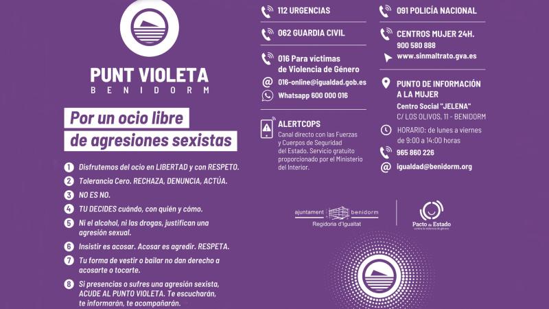 Benidorm instalará un Punto Violeta durante los conciertos de Festes para sensibilizar y prevenir agresiones sexistas