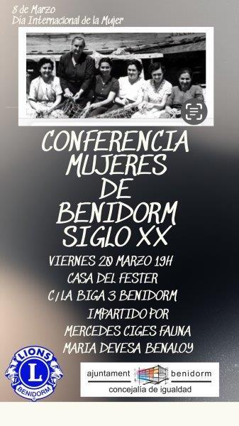 CARTEL CONFERENCIA MUJERES DE BENIDORM SIGLO XX