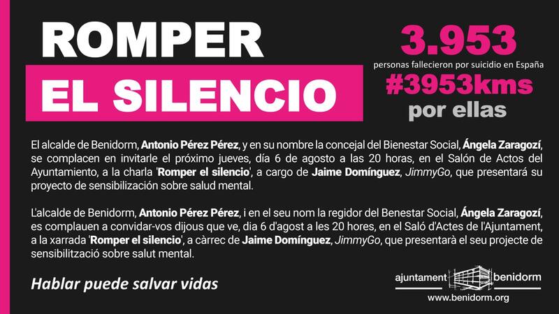Jaime Domínguez, JimmyGo, llegará este viernes a Benidorm en su reto por la salud mental y la prevención del suicidio