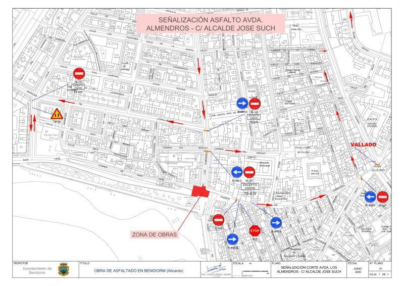 El tramo bajo de Almendros, cerrado hasta el domingo por el asfaltado de Sant Pere y Alcalde José Such