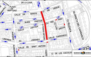 La obra de peatonalización de Tomás Ortuño llega la próxima semana al cruce con Venus y Marte