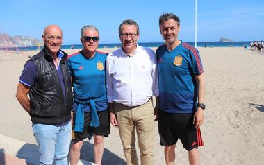 The Spanish Under-19 Soccer Team exercises on Poniente beach in Benidorm