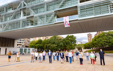 A large pink ribbon of Anémona to mark International Breast Cancer Day...
