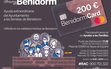 Benidorm inicia el lunes la entrega de las 3.000 tarjetas-monedero ‘Benidorm Card’ cargadas con 200 € para ayuda extraordinaria a familias 