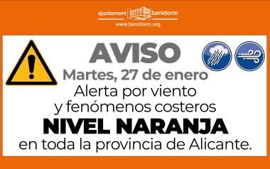 Benidorm suspende actividades culturales y deportivas al aire libre y cierra parques y jardines ante la alerta naranja por fuertes vientos