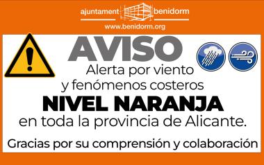 Benidorm suspende las actividades deportivas al aire libre de mañana, sábado, debido a la alerta naranja por fuertes vientos 