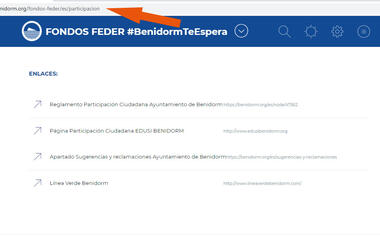 Ciudadanos advierte de deficiencias en apartados de la web de Benidorm de los Fondos FEDER 
