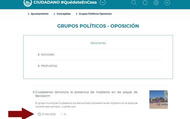 Cs Benidorm denuncia que el PP censura los comunicados remitidos al tablón de anuncios interno y a la web municipal