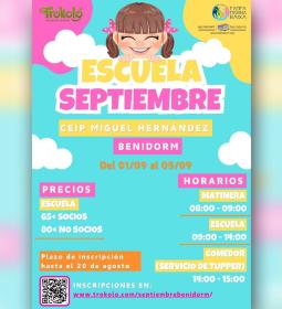 Benidorm programa por segundo año la ‘Escuela de Septiembre’ para favorecer l...