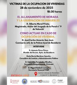 Benidorm acoge una jornada sobre las ‘Víctimas de la ocupación de las viviend...