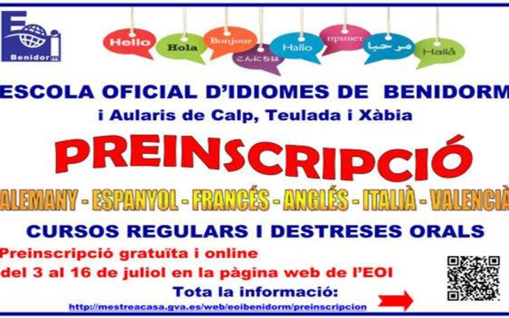 Abierto el plazo de preinscripción en la Escuela Oficial de Idiomas de Benidorm