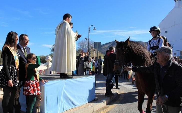 Centenares de personas asisten en la ermita a la tradicional bendición de animales de Sant Antoni