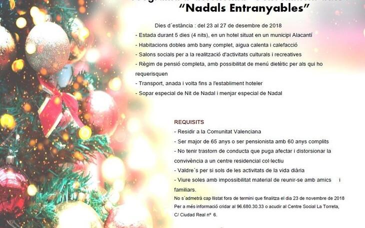 Últimos días para acogerse al programa ‘Navidades Entrañables’