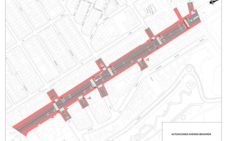 Benidorm aprovecha el reasfaltado de Beniardá para introducir nuevos giros de tráfico y el carril-bici