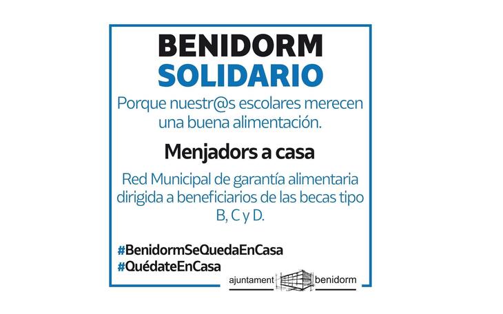 Benidorm lanza el plan municipal de ‘Menjadors a casa’, que llegará a más de 500 alumnos de Infantil y Primaria