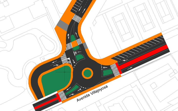 Comienza la construcción de una rotonda en el cruce de las avenidas Villajoyosa y Marina Baixa para mejorar la movilidad y la seguridad vial 