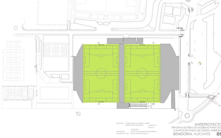 Benidorm adjudica el proyecto y construcción de los dos nuevos campos de fútbol 11 de césped artificial en Foietes.