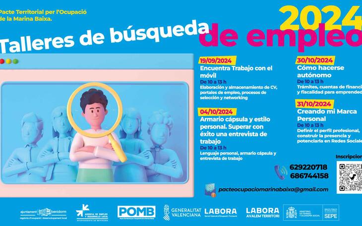 El Pacte per l’Ocupació de la Marina Baixa realizará cuatro nuevos talleres en Benidorm para mejorar la búsqueda de empleo