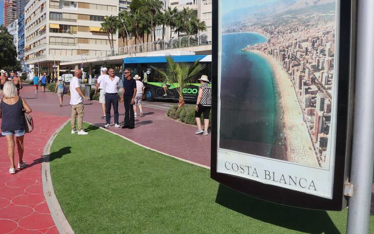 Benidorm avanza en la restauración paisajística del paseo de Poniente con la instalación de césped artificial y nuevas plantaciones 